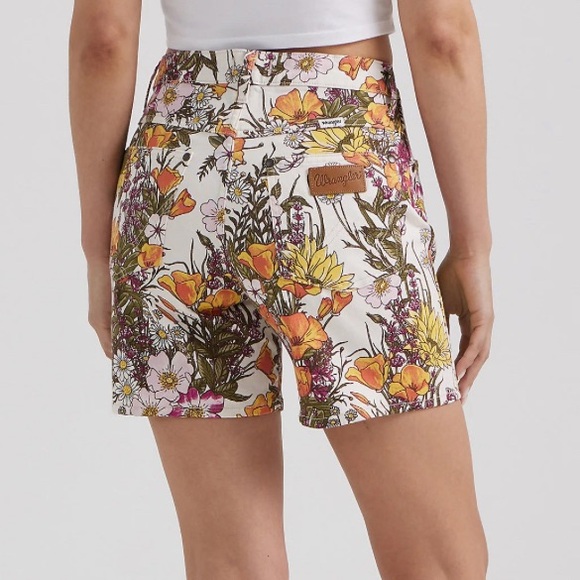 Anthropologie x Wrangler Floral Shorts Cowboy High Rise 5.5 In Retro Wanderer 25 - Picture 1 of 14
